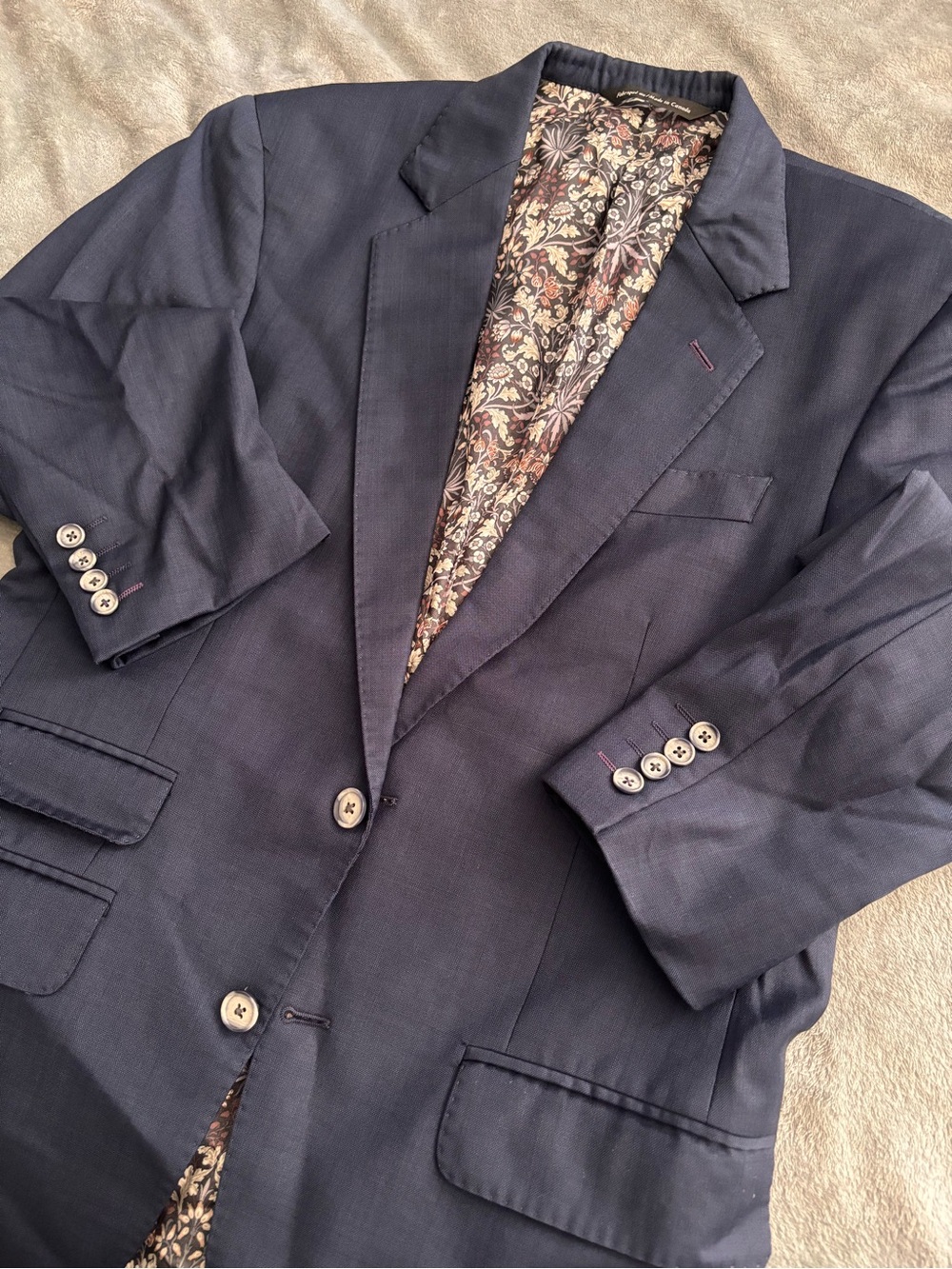 Men's Navy Sport Coat with Floral Lining